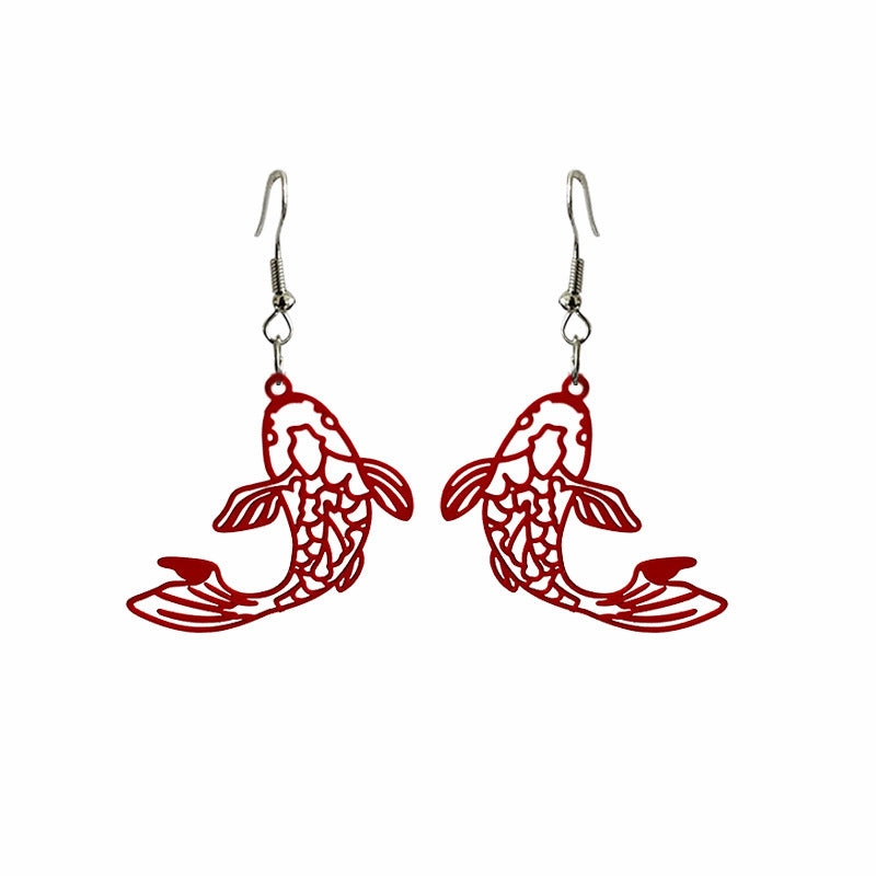 Wholesale 3pair/pack Flamingo Fish Cat Dragonfly Metal Sheet Earrings