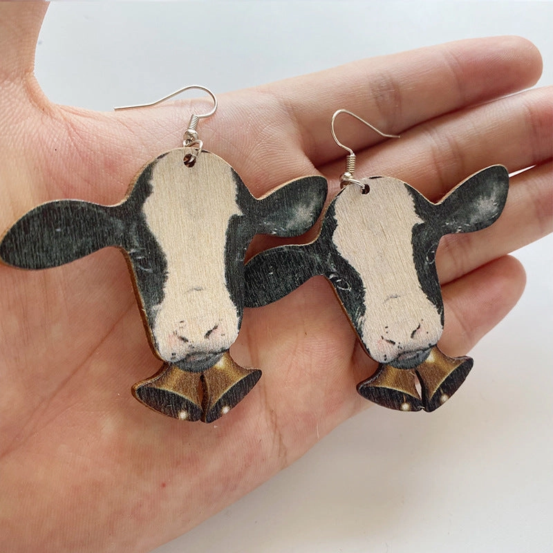 Wholesale 3Pairs/Pack Halloween Animals Western Wood Earrings
