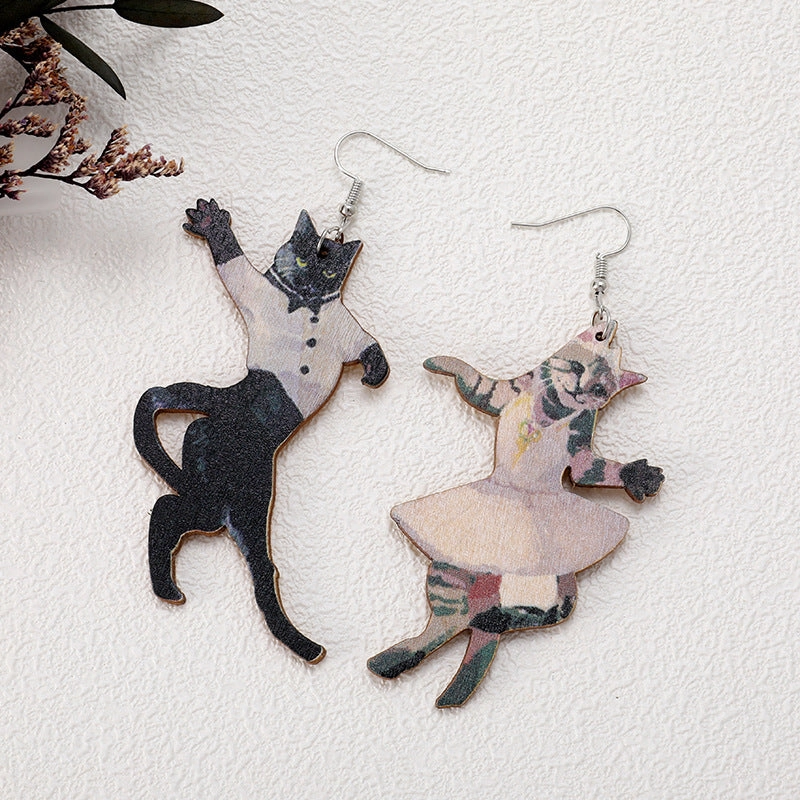 Wholesale 3Pairs/Pack Halloween Animals Western Wood Earrings