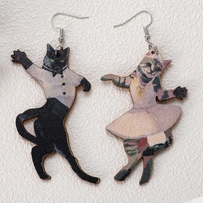 Wholesale 3Pairs/Pack Halloween Animals Western Wood Earrings