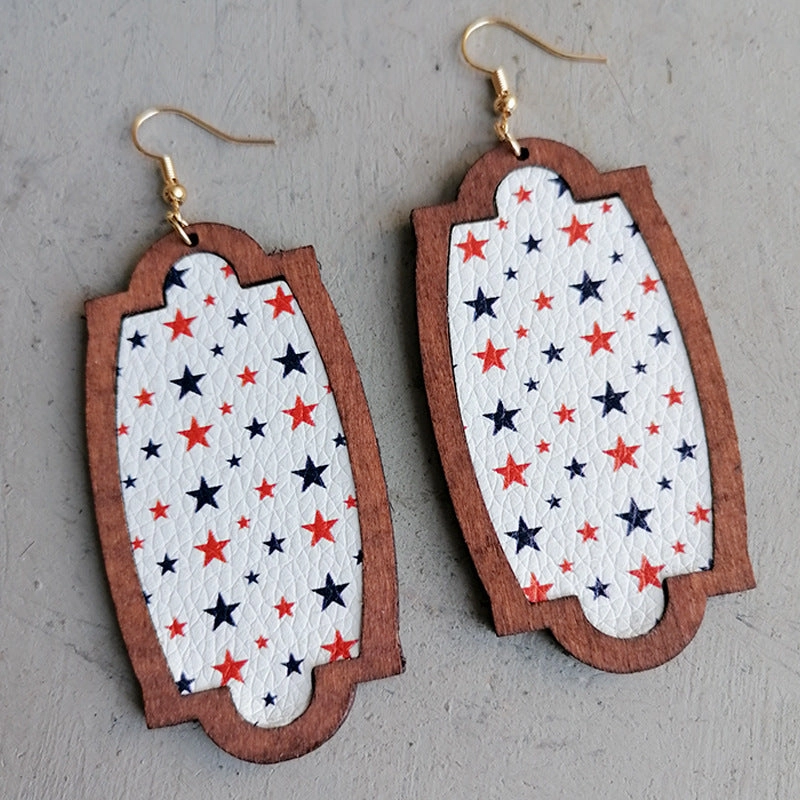 Wholesale 3Pairs/Pack Independence Day Leather Earrings