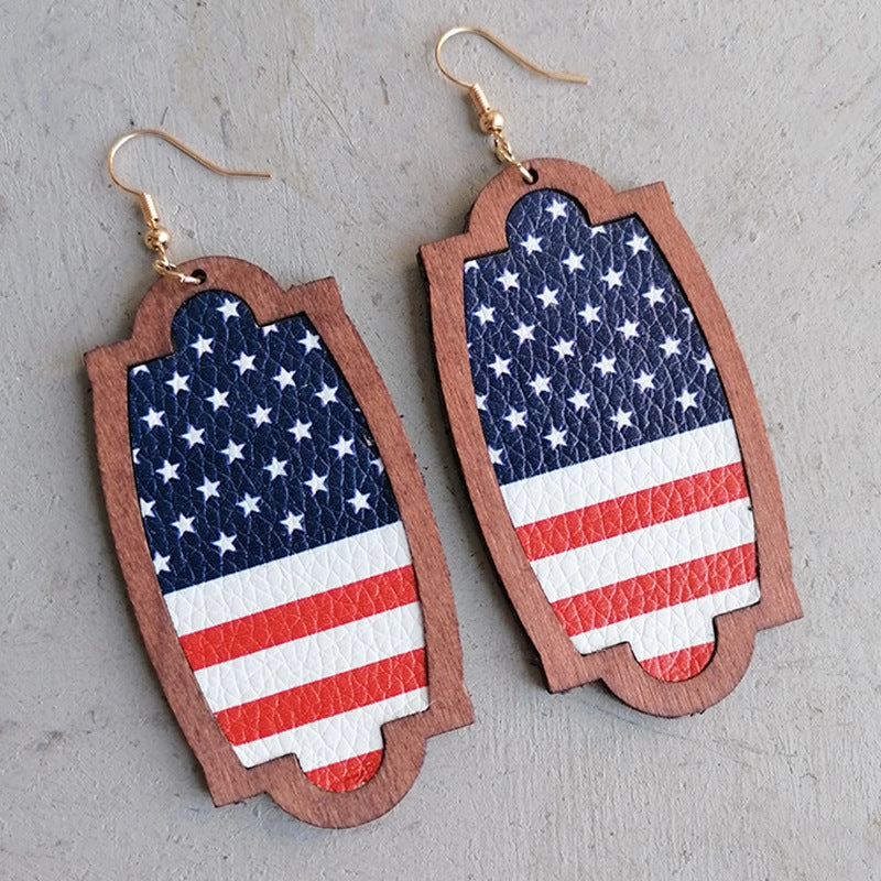 Wholesale 3Pairs/Pack Independence Day Leather Earrings