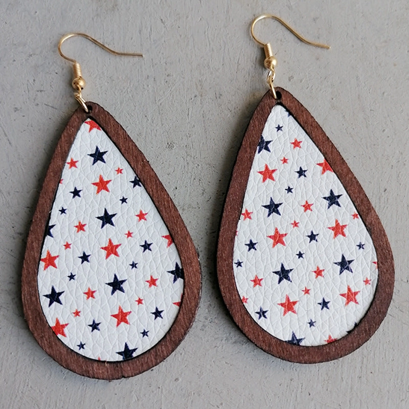Wholesale 3Pairs/Pack Independence Day Leather Earrings
