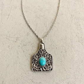 Wholesale 3pcs/pack Turquoise Western Pattern Cow Brand Necklace