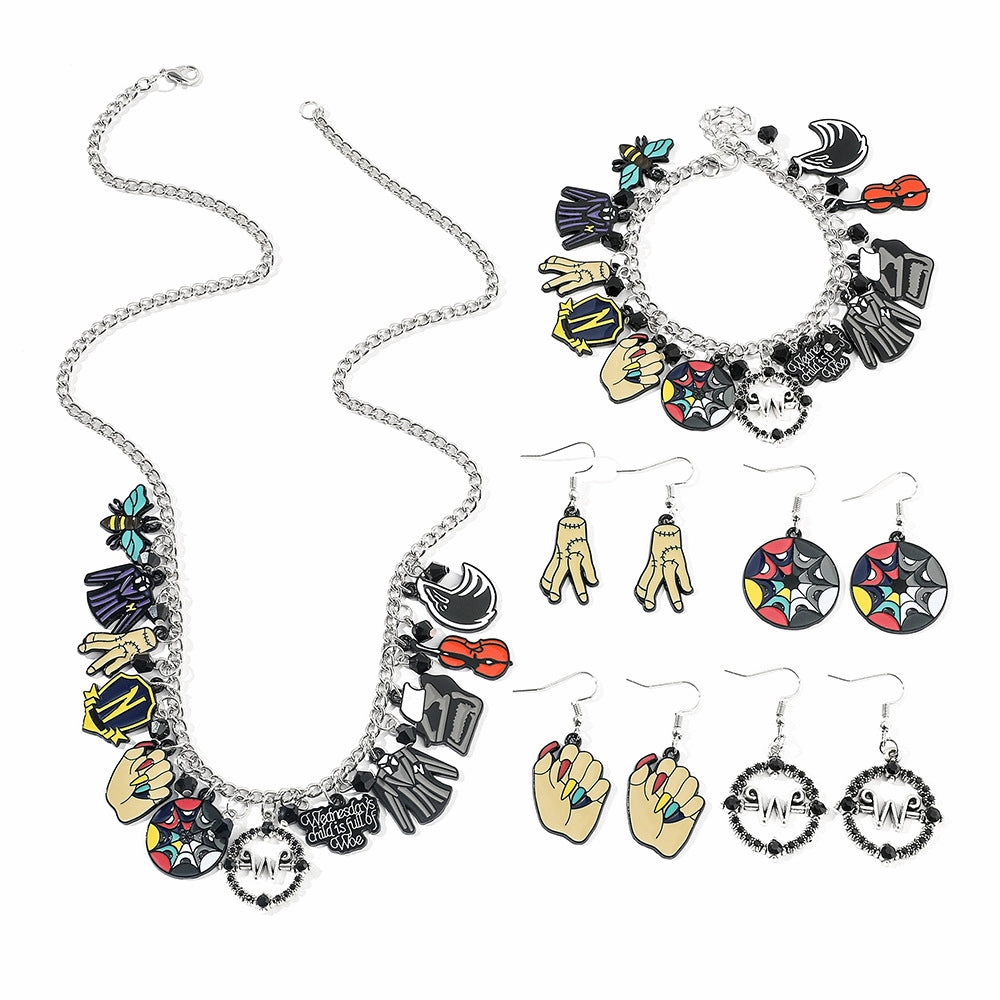 Wholesale 4PCS Black Wednesday Alloy Bracelet