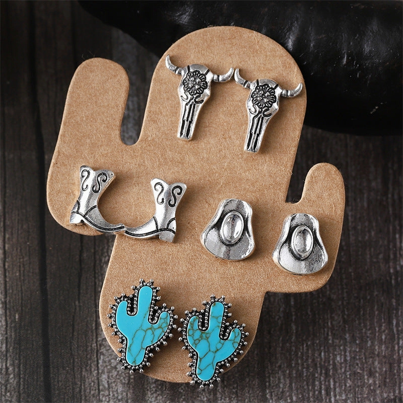 Wholesale 4pcs/pack  Cool Cow Boots, Hat Stud Earrings