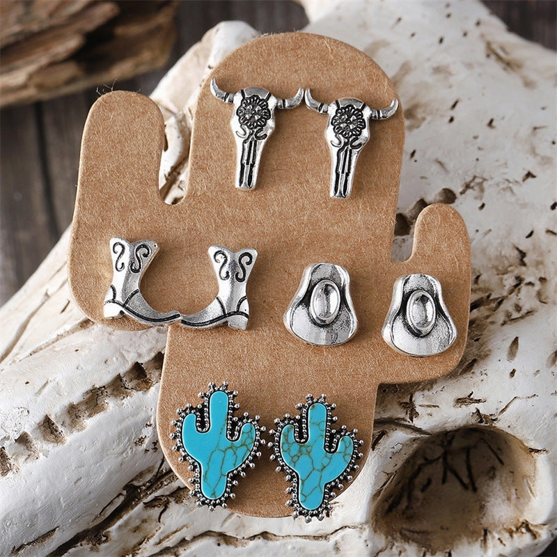 Wholesale 4pcs/pack  Cool Cow Boots, Hat Stud Earrings
