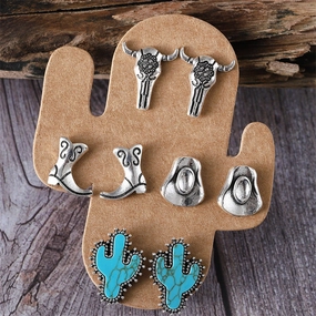 Wholesale 4pcs/pack  Cool Cow Boots, Hat Stud Earrings