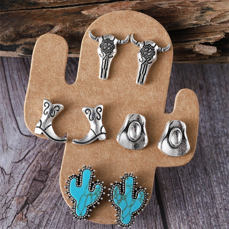 Wholesale 4pcs/pack  Cool Cow Boots, Hat Stud Earrings
