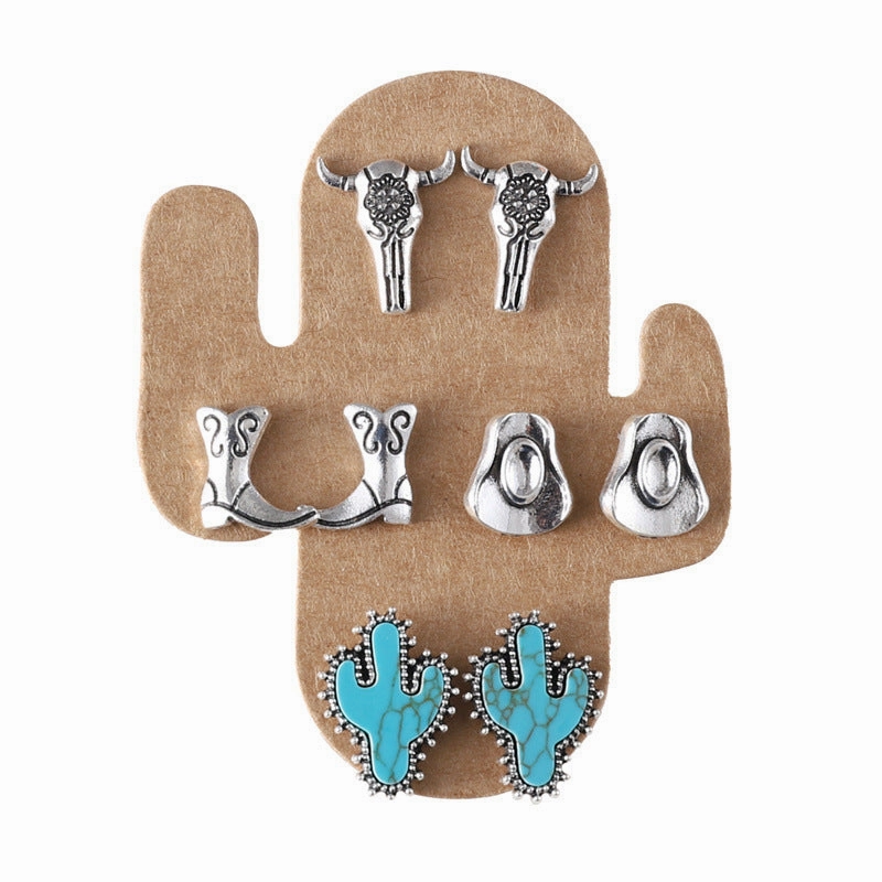Wholesale 4pcs/pack  Cool Cow Boots, Hat Stud Earrings