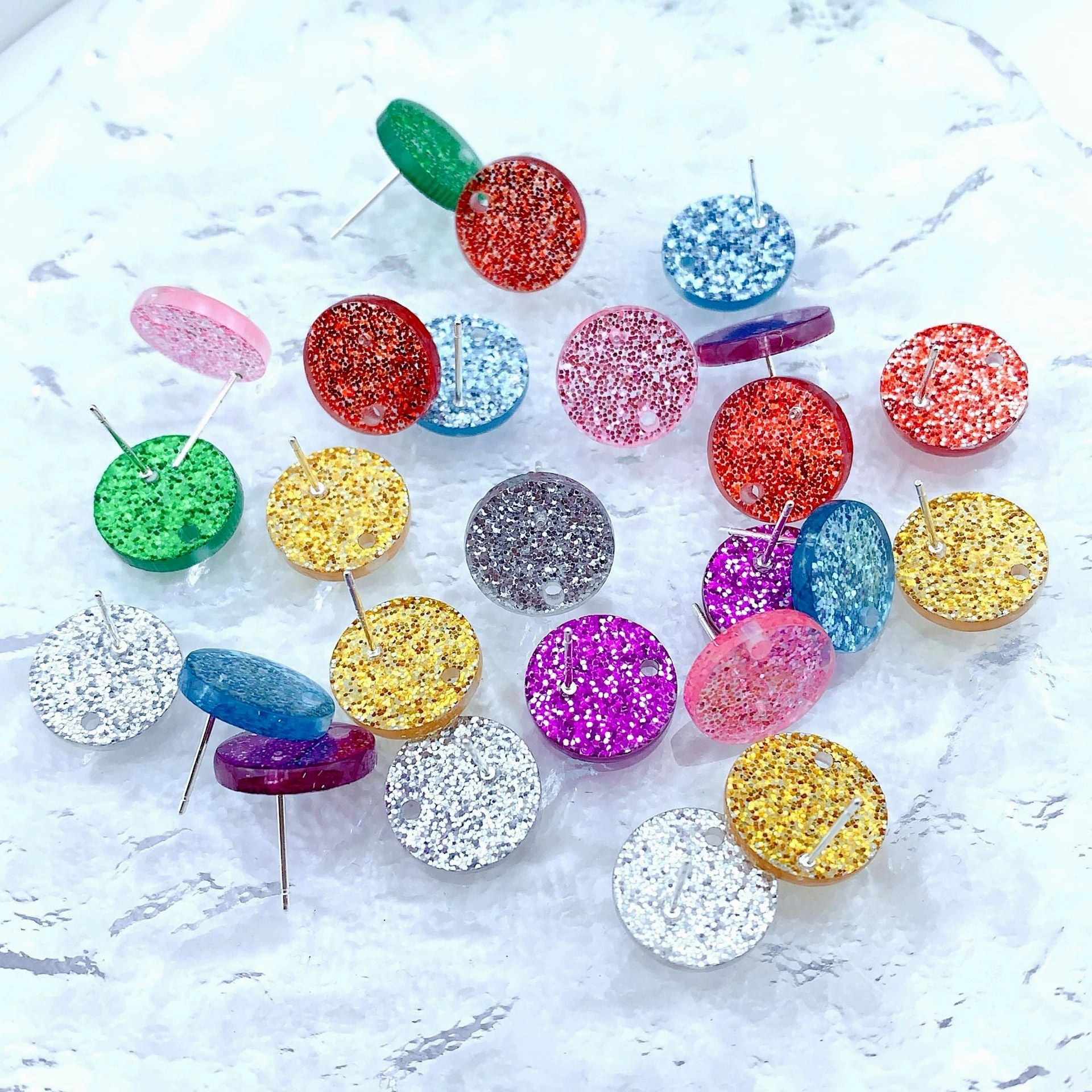 Wholesale 50pcs Handmade DIY Acrylic Onion Powder Round Colorful Earrings