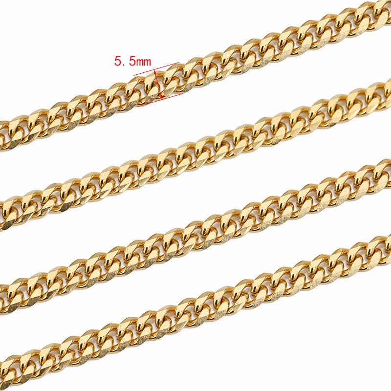 Wholesale 5.5mm Six Sided Grinding Chain 18k Hip Hop Necklace