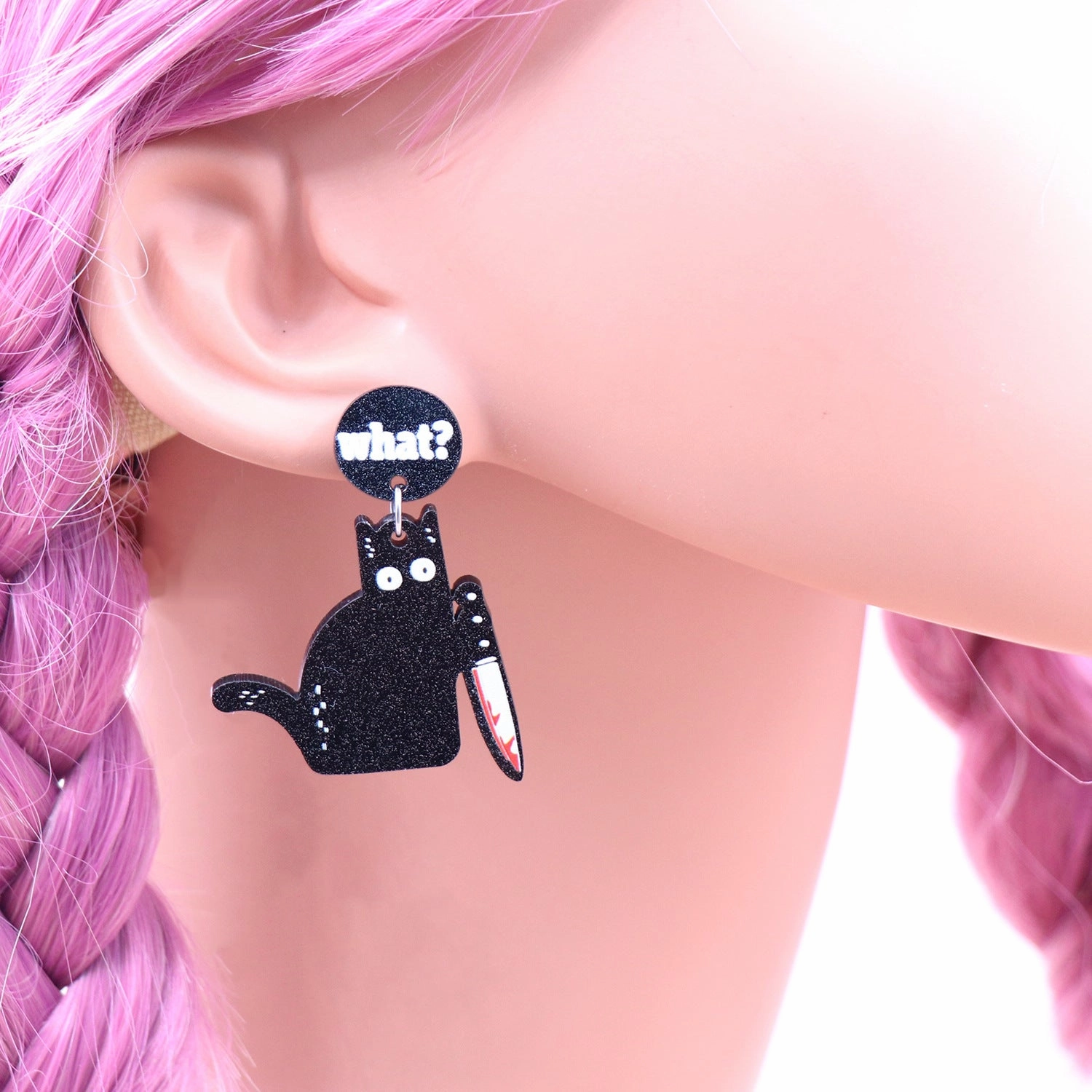 Wholesale 5pairs/pack Black Cat Halloween Acrylic Earrings