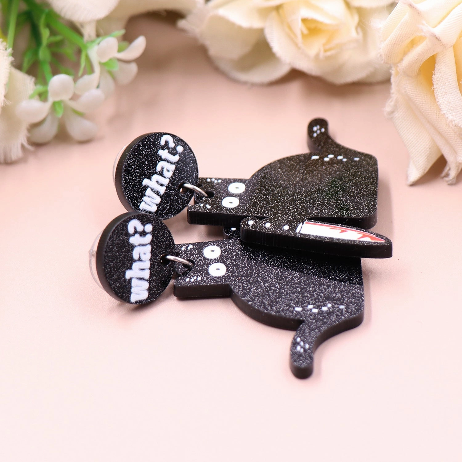 Wholesale 5pairs/pack Black Cat Halloween Acrylic Earrings