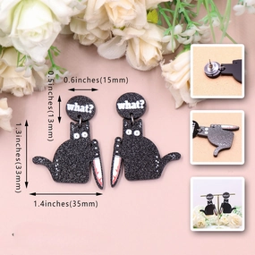 Wholesale 5pairs/pack Black Cat Halloween Acrylic Earrings