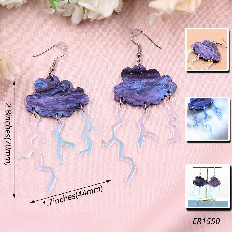 Wholesale 5pairs/pack Cloud Lightning Cute Girl Acrylic Earrings