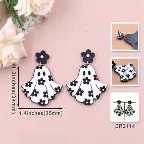 Wholesale 5pairs/pack Flower Ghost Halloween Acrylic Earrings