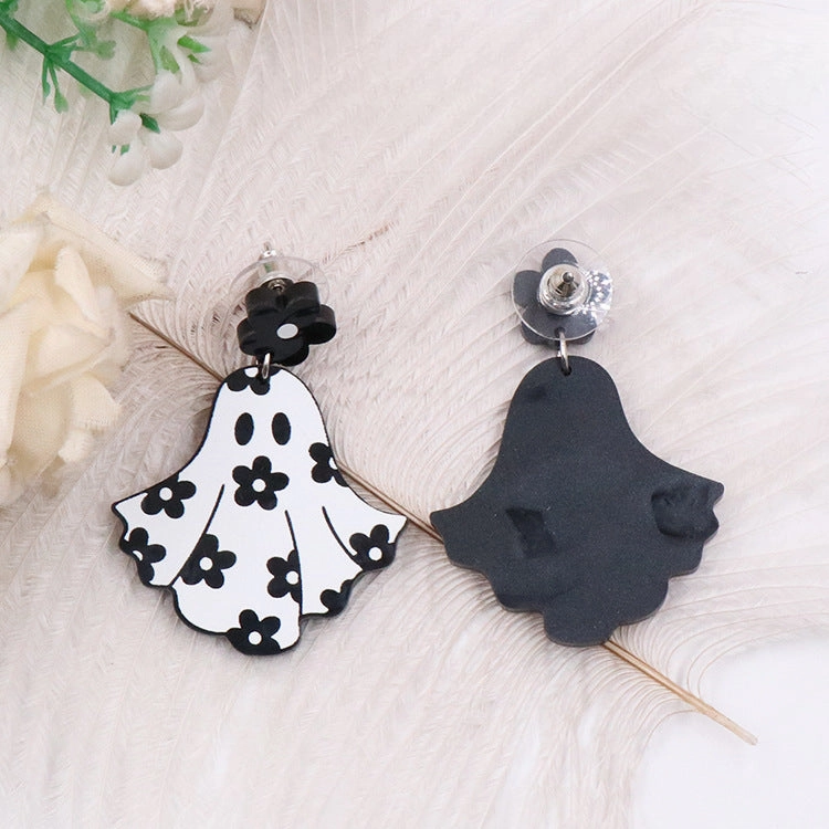 Wholesale 5pairs/pack Flower Ghost Halloween Acrylic Earrings