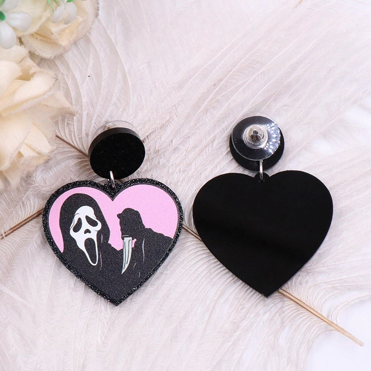Wholesale 5pairs/pack Love Ghost Terror Halloween Acrylic Earrings