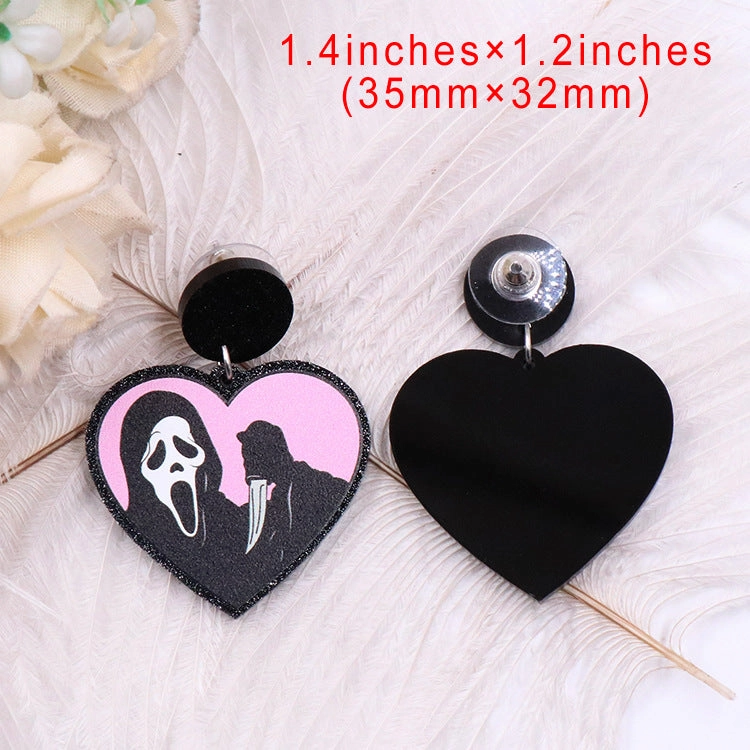 Wholesale 5pairs/pack Love Ghost Terror Halloween Acrylic Earrings