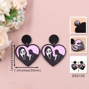 Wholesale 5pairs/pack Love Ghost Terror Halloween Acrylic Earrings