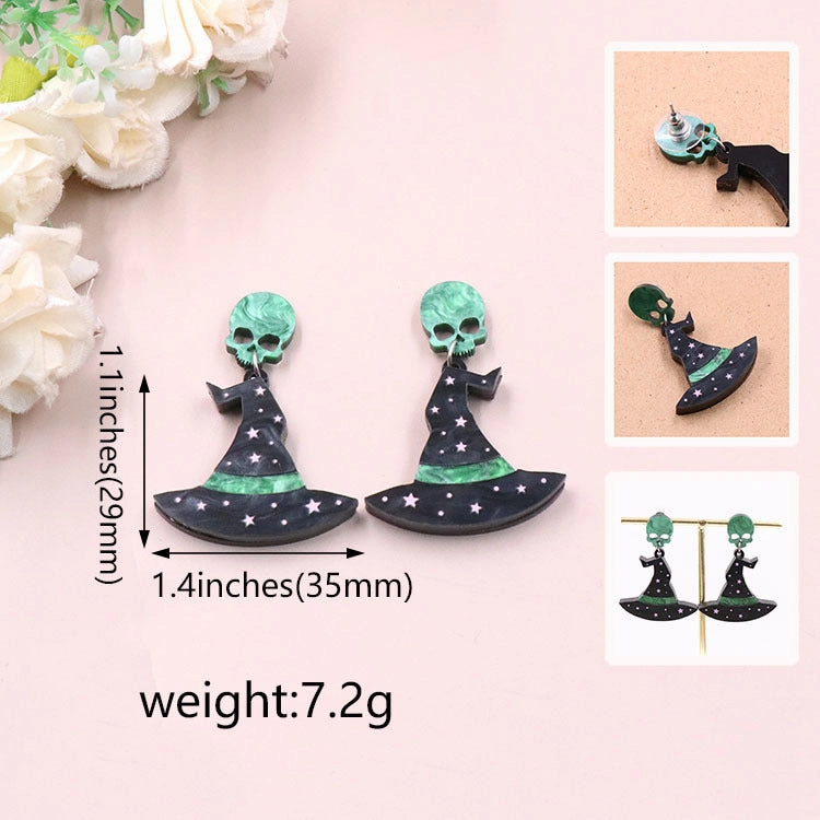 Wholesale 5pairs/pack Witch Hats Halloween Acrylic Earrings