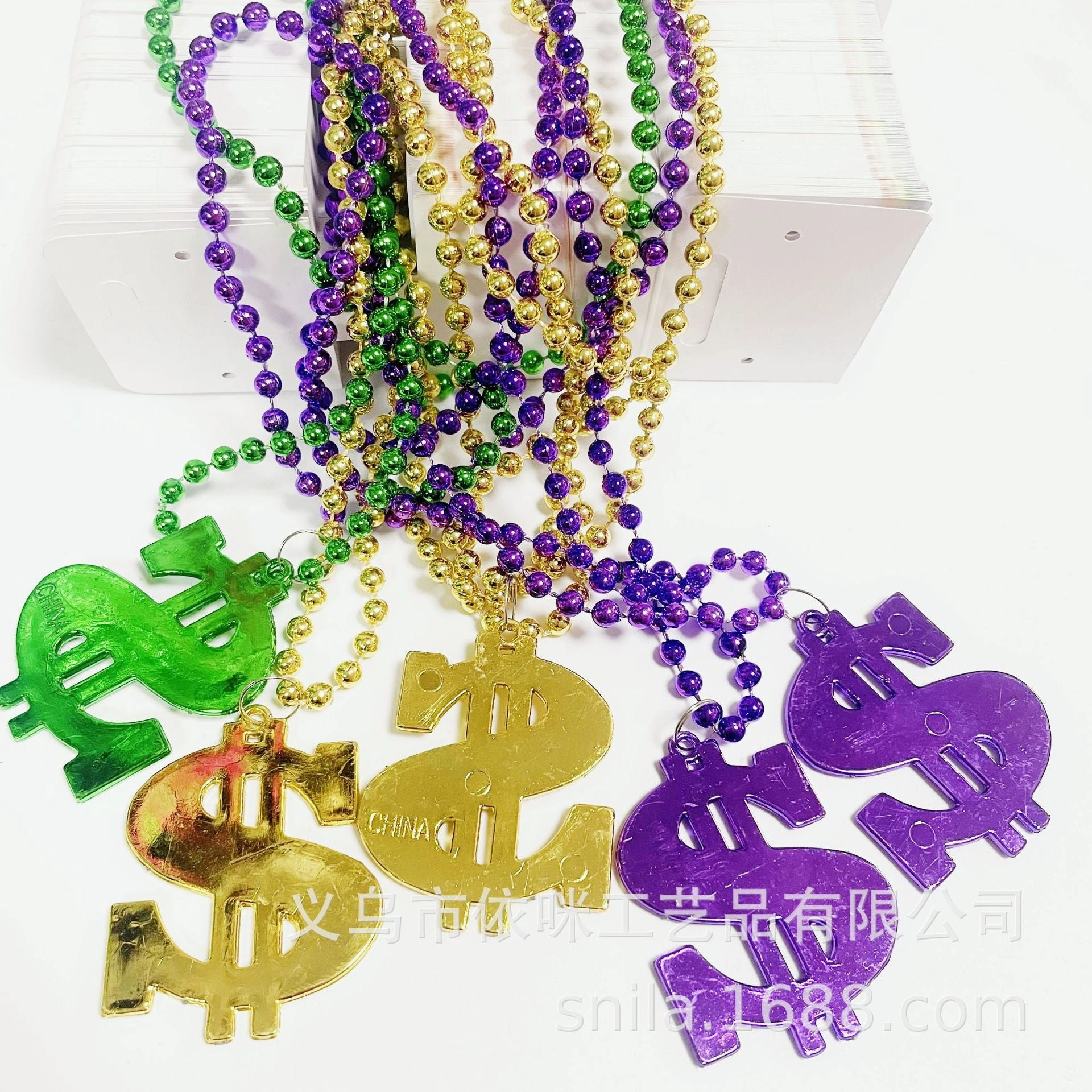 Wholesale 5PCS Mardi Gras Carnival Plastic Bead Necklace