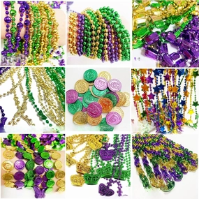 Wholesale 5PCS Mardi Gras Carnival Plastic Bead Necklace