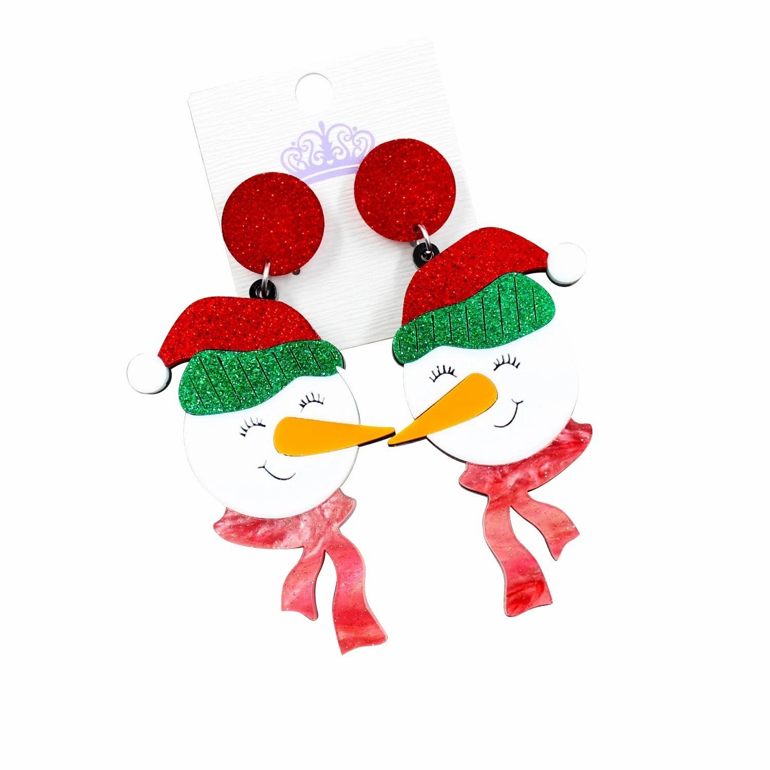 Wholesale 5pcs/pack Christmas Snowman Shiny Winter Acrylic Swing Earrings