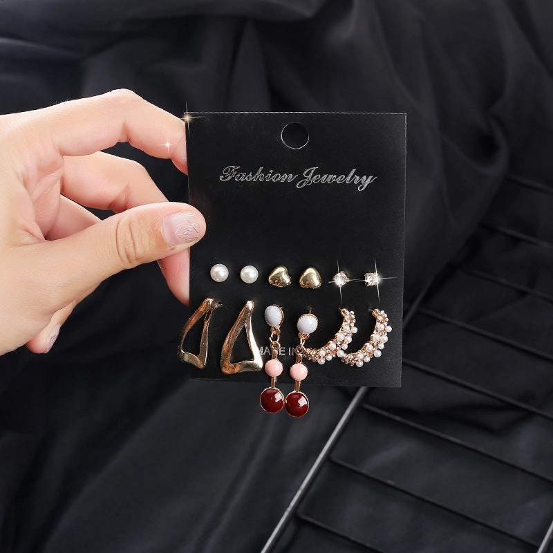 Wholesale 6 Pairs Combination Alloy Earrings Set