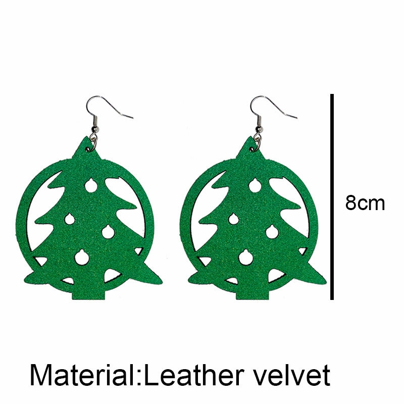 Wholesale 6 pairs/pack Christmas Tree Deer Leather Earrings