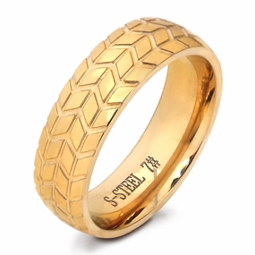 Wholesale 6MM 18K Gold Black Titanium Steel Trendy Tire Ring