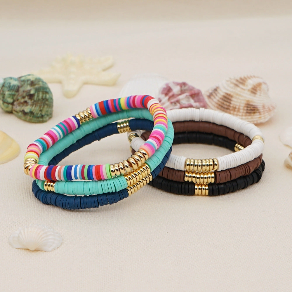 Wholesale 6mm colored polymer clay septa Bracelet