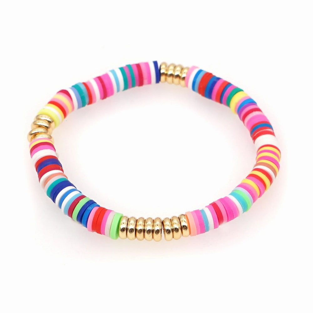 Wholesale 6mm colored polymer clay septa Bracelet