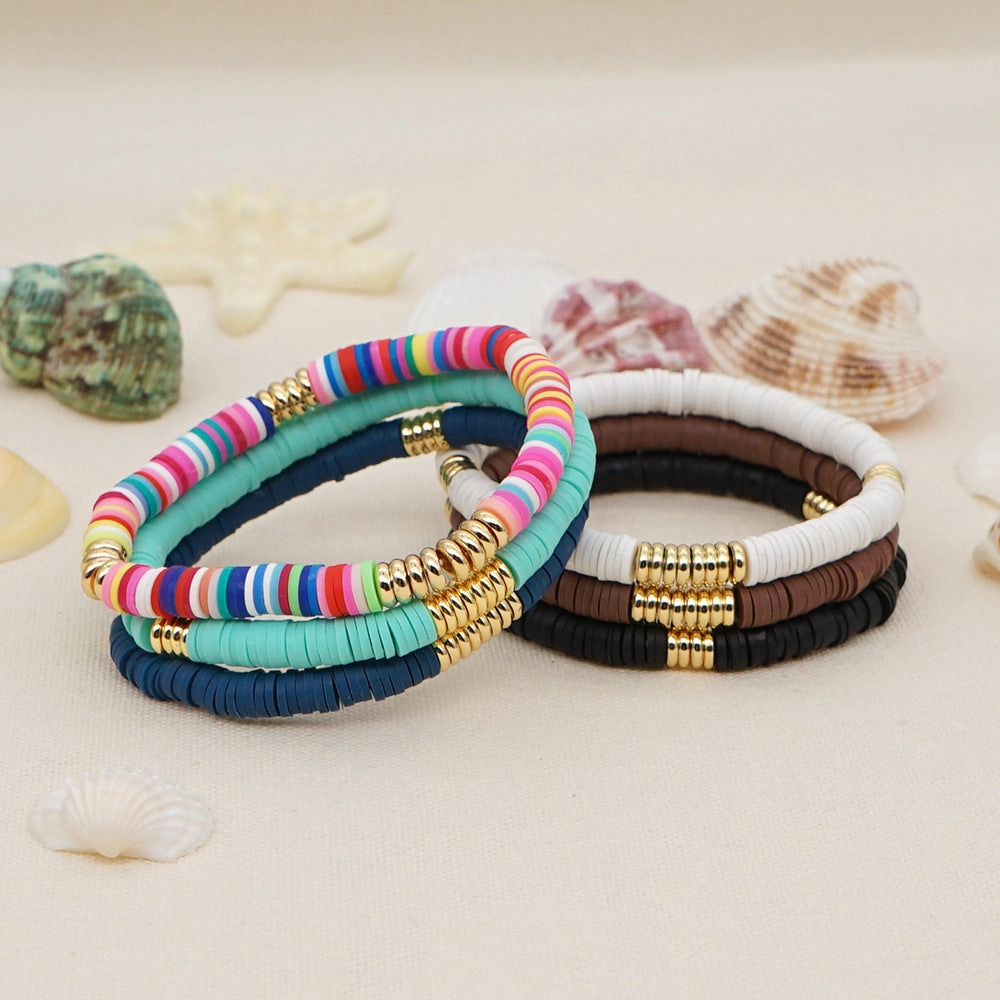 Wholesale 6mm colored polymer clay septa Bracelet