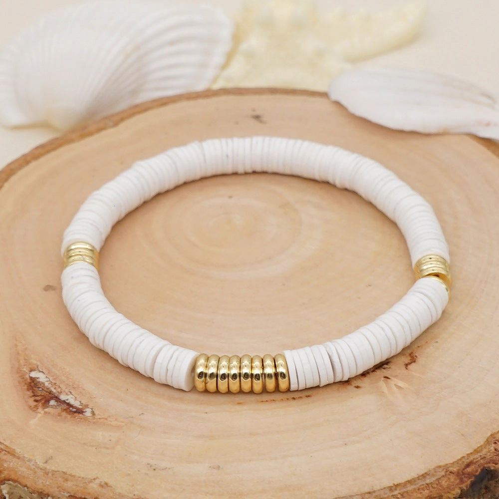 Wholesale 6mm colored polymer clay septa Bracelet