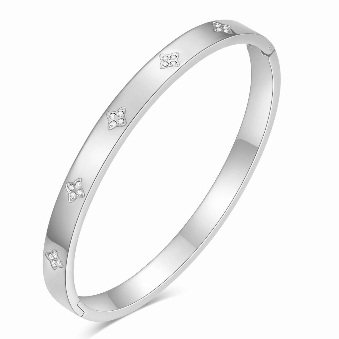 Wholesale 6MM Cross Diamond Opening Titanium Steel Bracelets