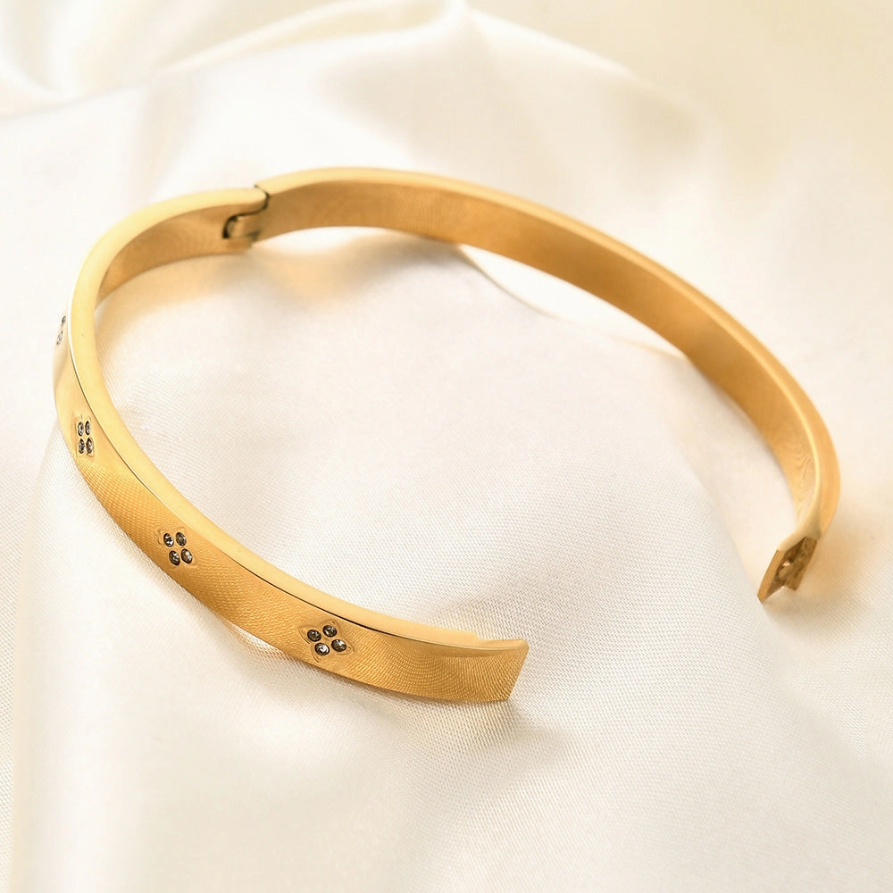 Wholesale 6MM Cross Diamond Opening Titanium Steel Bracelets