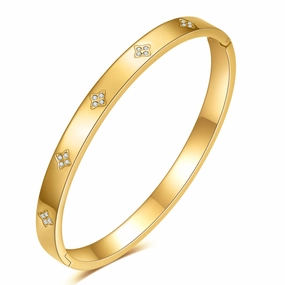 Wholesale 6MM Cross Diamond Opening Titanium Steel Bracelets