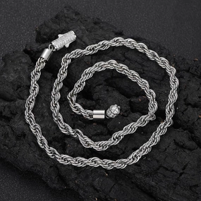 Wholesale 6mm Diamond Buckle Stainless Steel Necklace Twist Wheat Type Chains