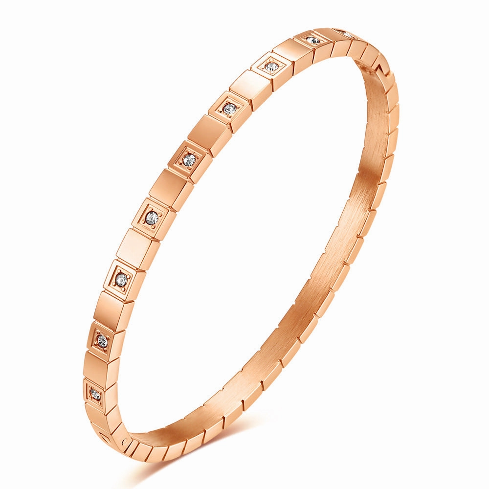 Wholesale 6MM Symmetrical Square Diamond 304 Stainless Steel Bracelet