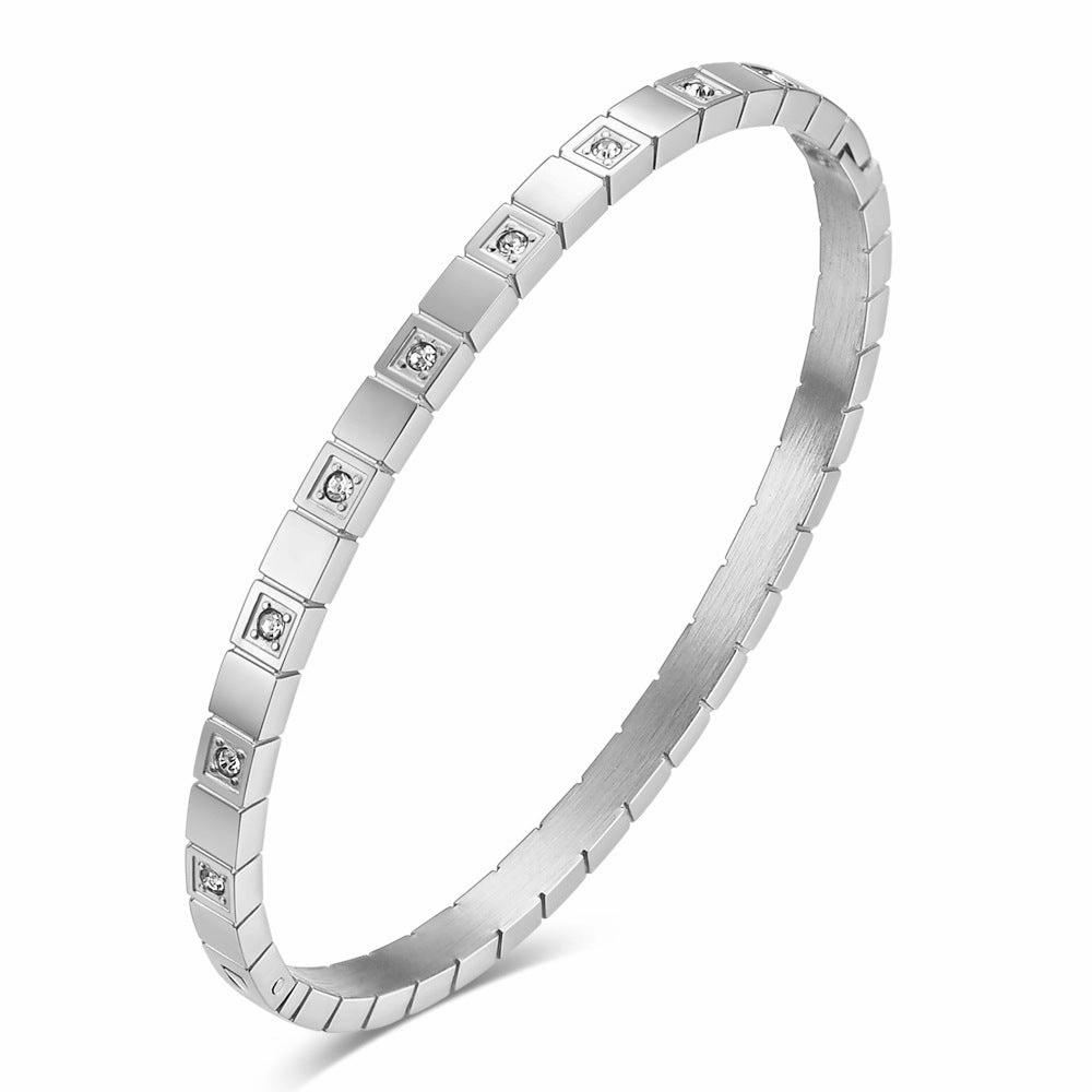 Wholesale 6MM Symmetrical Square Diamond 304 Stainless Steel Bracelet