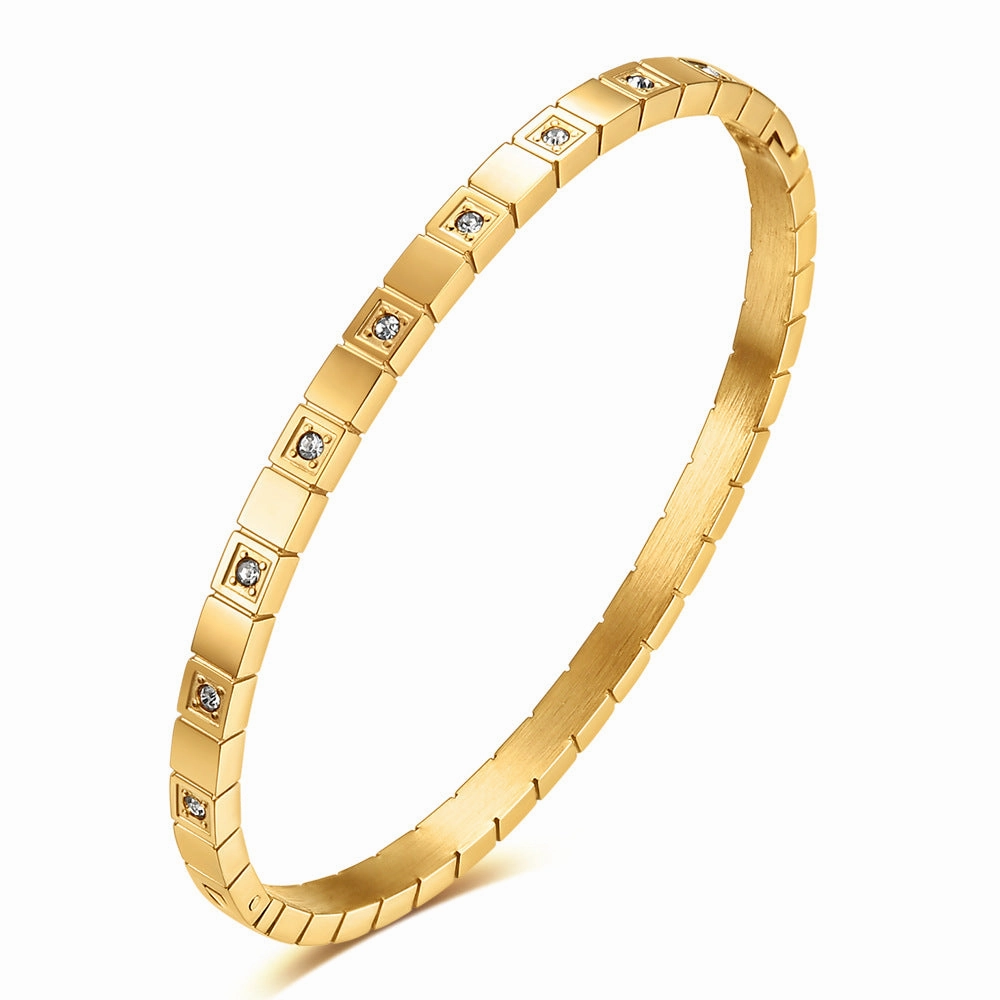 Wholesale 6MM Symmetrical Square Diamond 304 Stainless Steel Bracelet