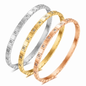 Wholesale 6MM Symmetrical Square Diamond 304 Stainless Steel Bracelet