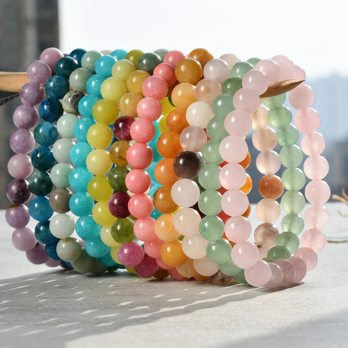 Wholesale  8mm colorful crystal beaded bracelet