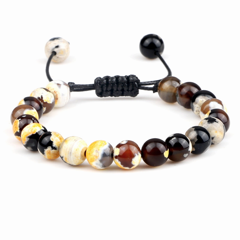 Wholesale 8mm Fire Agate Beaded Braid Adjustable Bracelet
