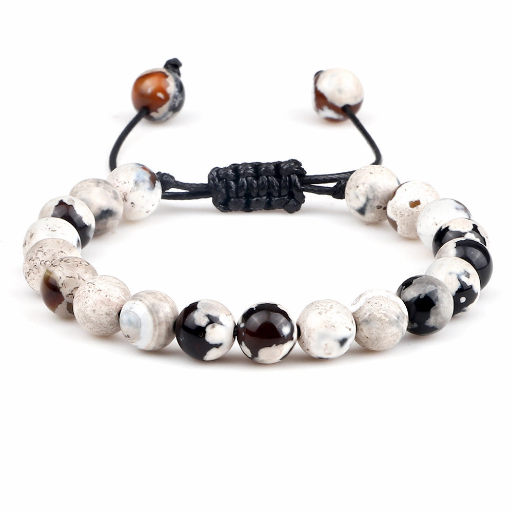 Wholesale 8mm Fire Agate Beaded Braid Adjustable Bracelet