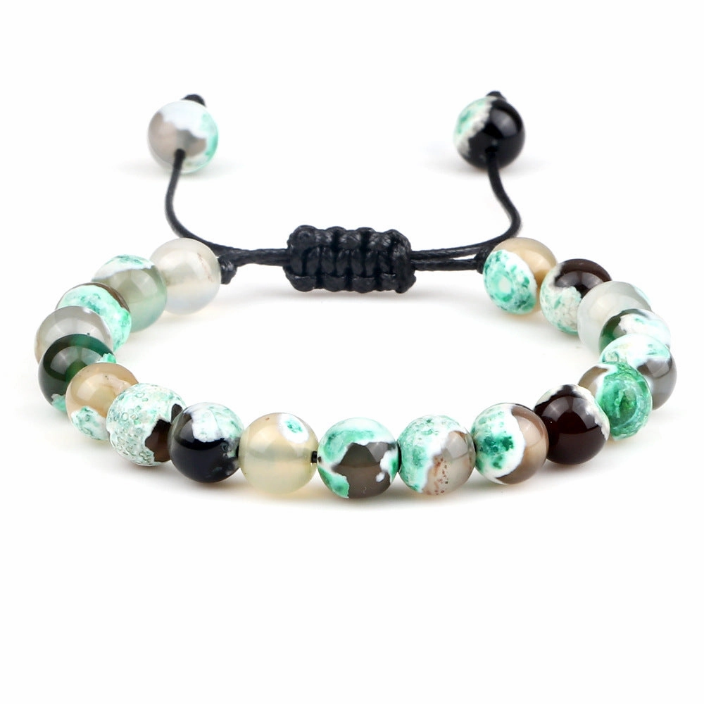 Wholesale 8mm Fire Agate Beaded Braid Adjustable Bracelet