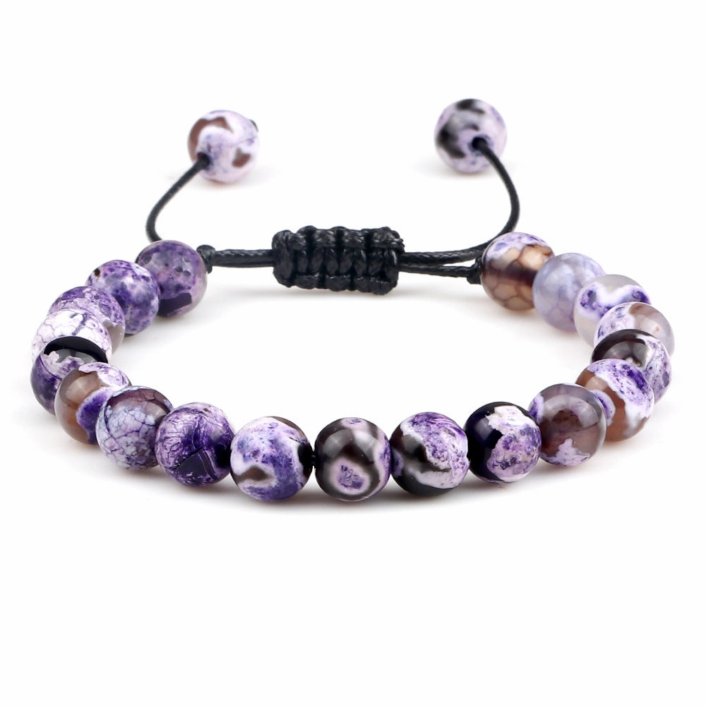 Wholesale 8mm Fire Agate Beaded Braid Adjustable Bracelet