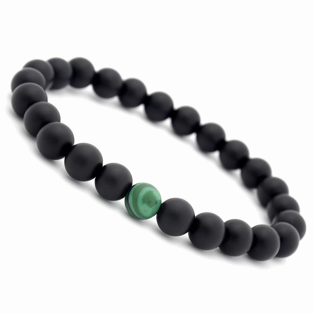 Wholesale 8mm matte black frosted stone malachite couple Bracelet